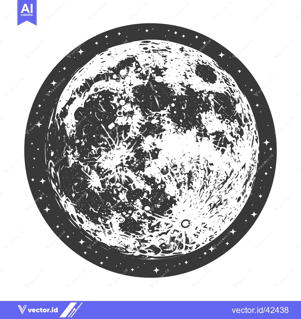 Premium Vector of The Full Moon Depicted Inside a Decorative Celestial Circle