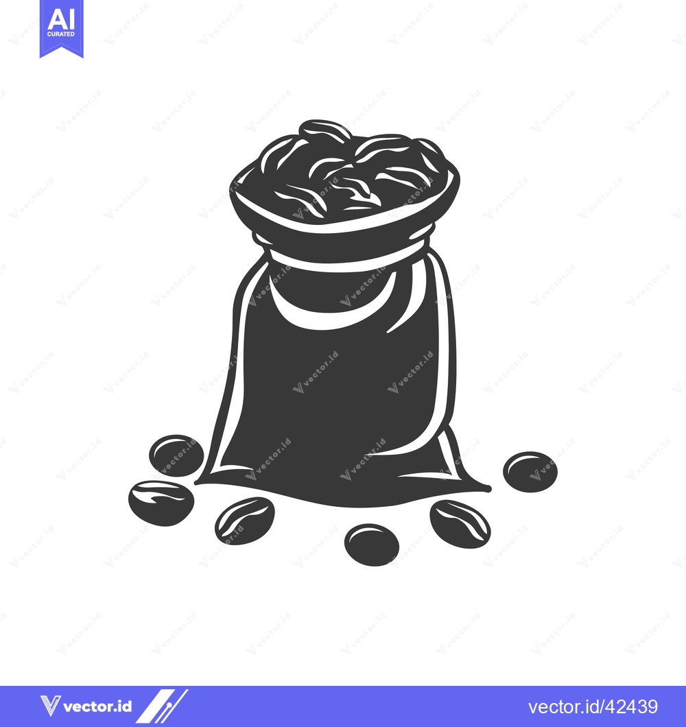 Premium Vector dari Full Sack of Coffee Beans Spilled on White Background