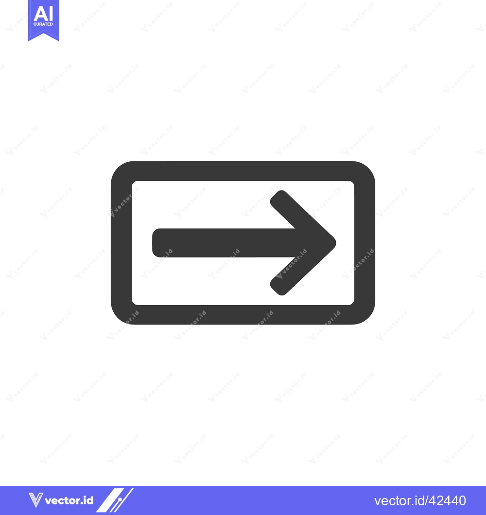 Premium Vector dari Bold Right Arrow Icon in Rounded Rectangle Frame, Simple Design