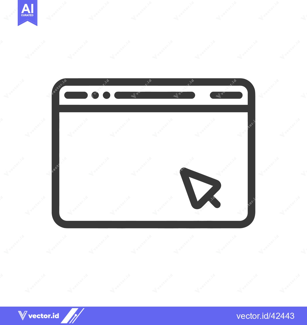 Premium Vector of Minimalist Browser Window with Cursor Icon, Black Outline on White