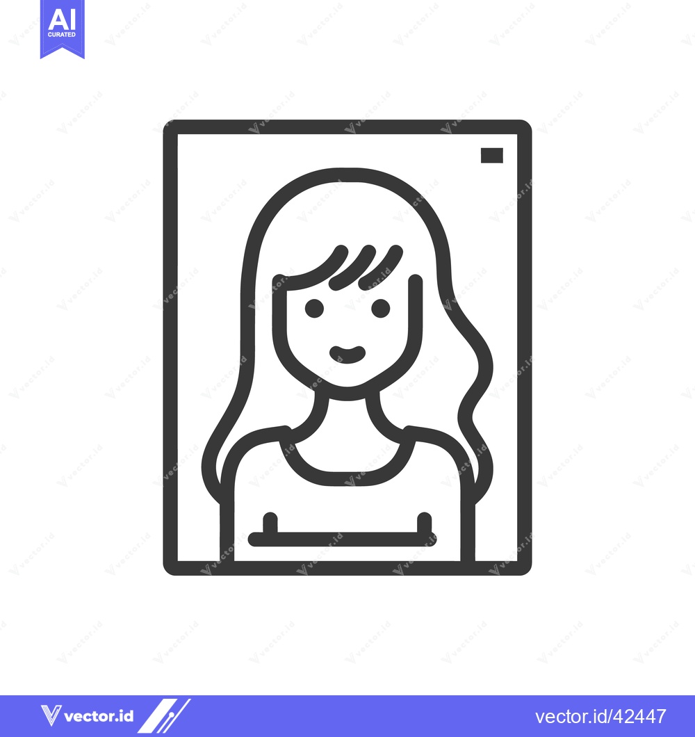 Premium Vector of Minimalist Woman Portrait Icon with Simple Line Art Style