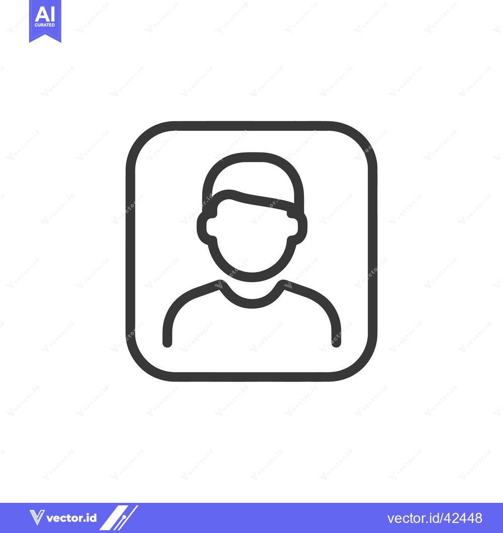 Premium Vector of Minimalist Person Icon: Rounded Square Frame, Clean Line Art