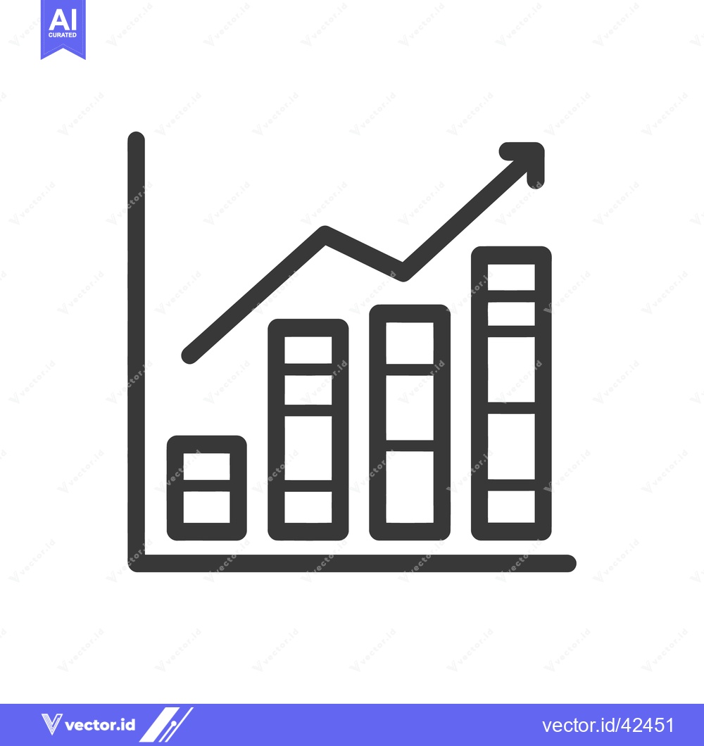 Premium Vector of Ascending Bar Graph Icon: Growth, Progress, and Positive Trend Illustr