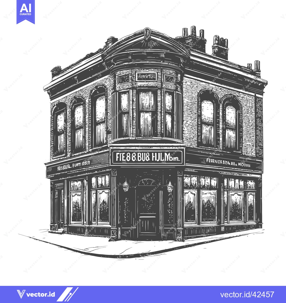 Premium Vector dari A detailed illustration of a corner brick building