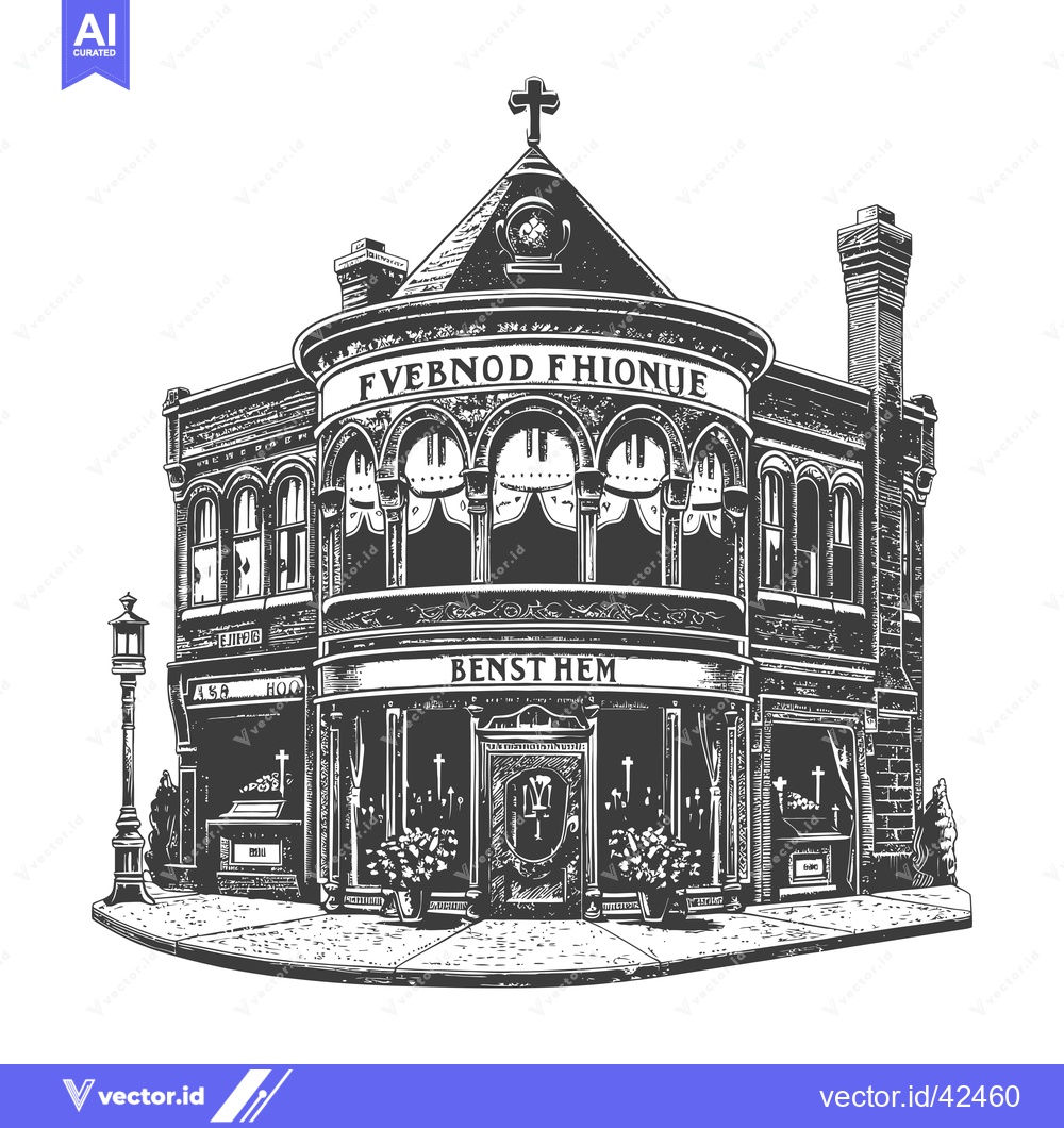 Premium Vector dari Elegant Funeral Home Building Architectural Illustration