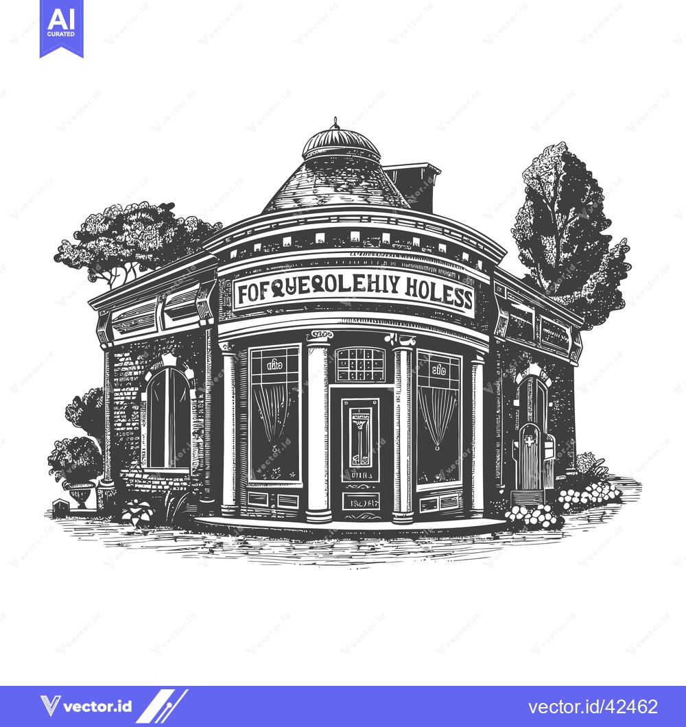 Premium Vector dari A Detailed Illustration Of A Circular Building With Trees