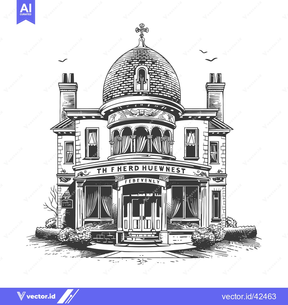 Premium Vector of Elegant Domed Building Architectural Drawing Design