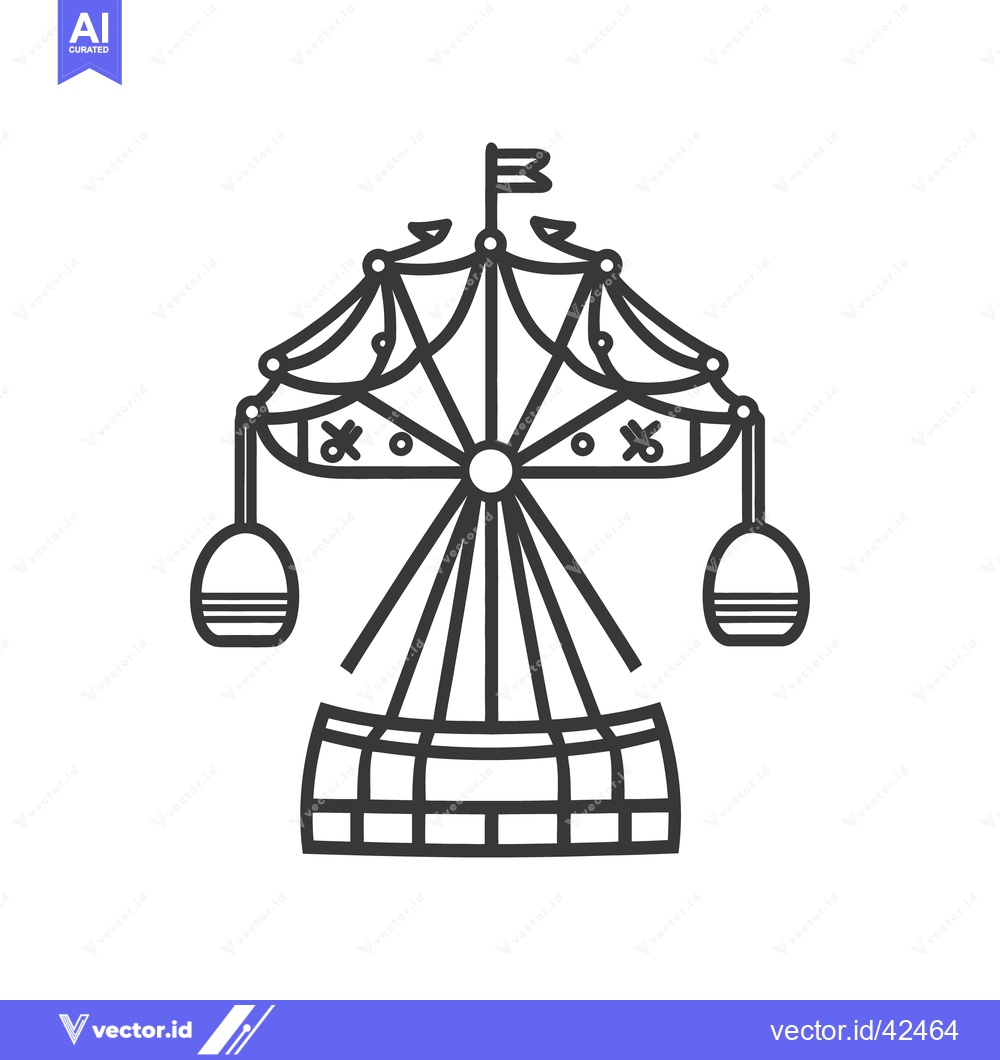 Premium Vector of A simple line drawing of a classic carnival ride