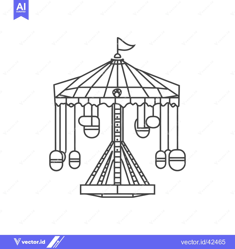 Premium Vector of An illustrated monochrome carousel ride with hanging passenger seats