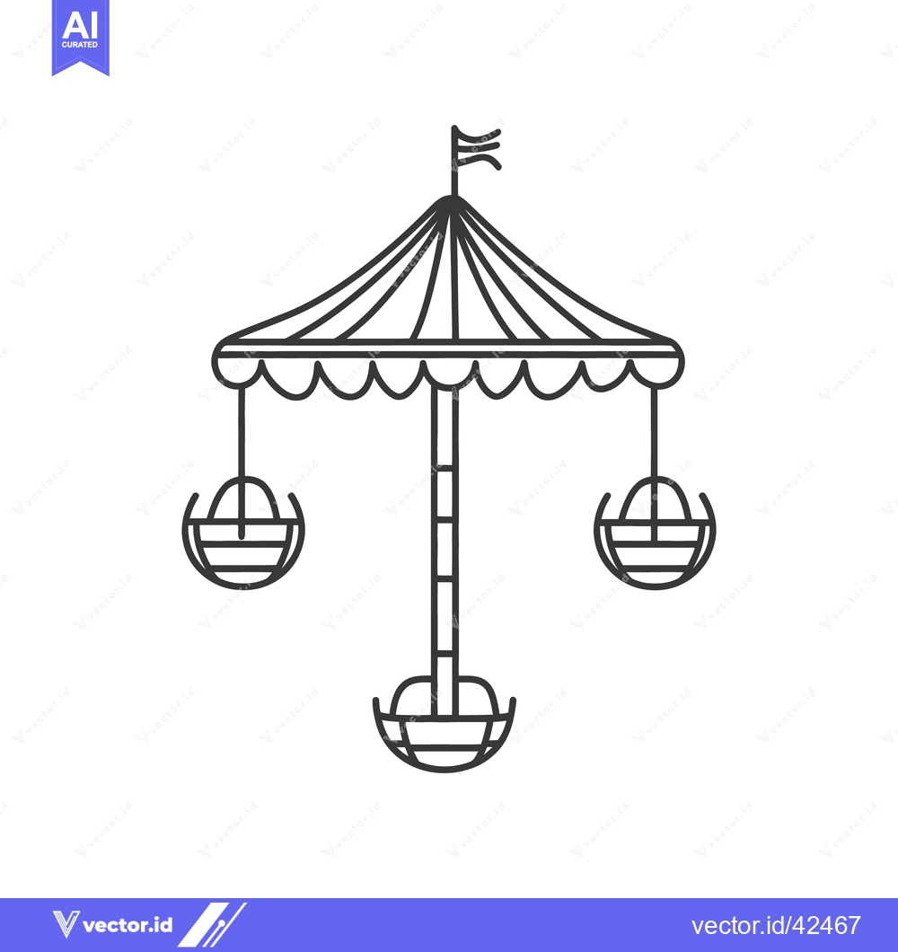 Premium Vector of A simple line drawing depicts a carnival ride with baskets