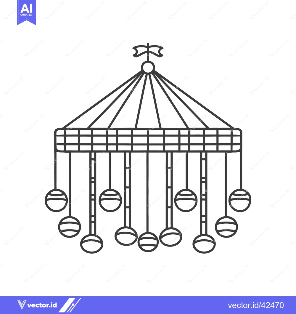 Premium Vector of A simple line art illustration of a carousel amusement ride