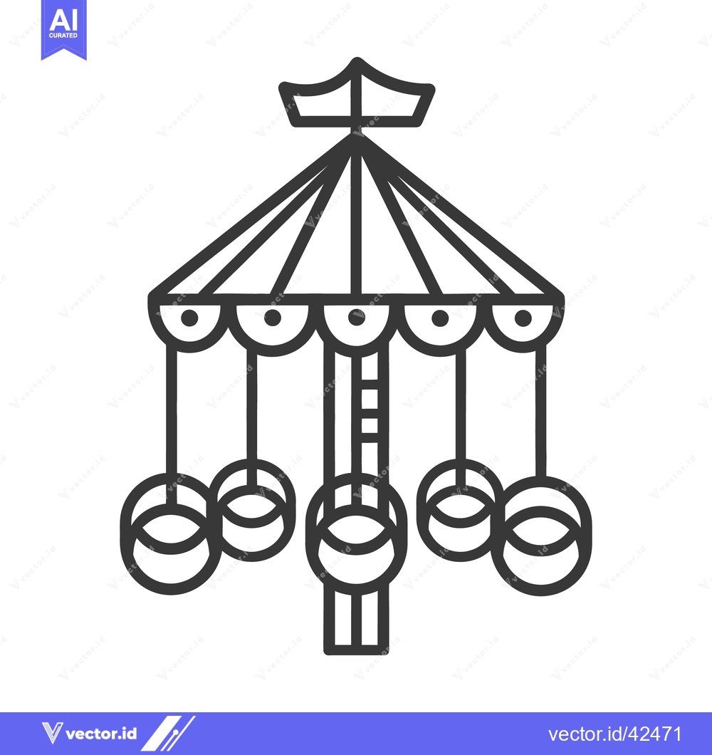 Premium Vector dari A simple line drawing of a carousel amusement park ride