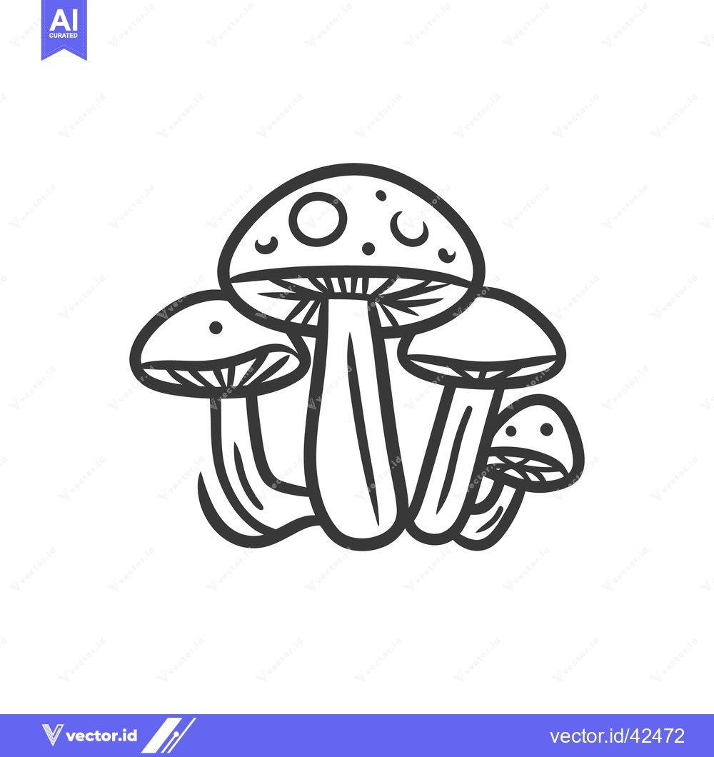 Premium Vector of A collection of different mushrooms in a simple line drawing