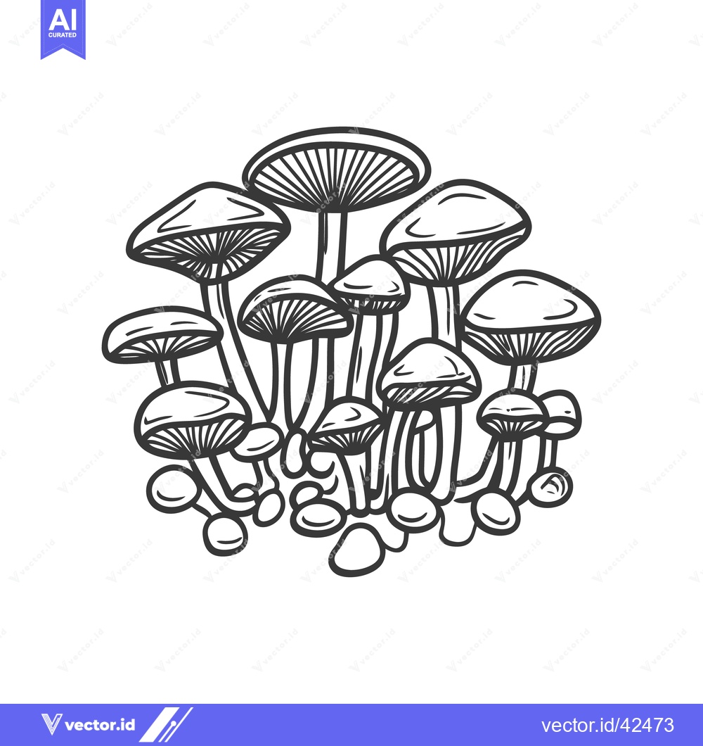 Premium Vector dari A group of several mushrooms with their caps and stems