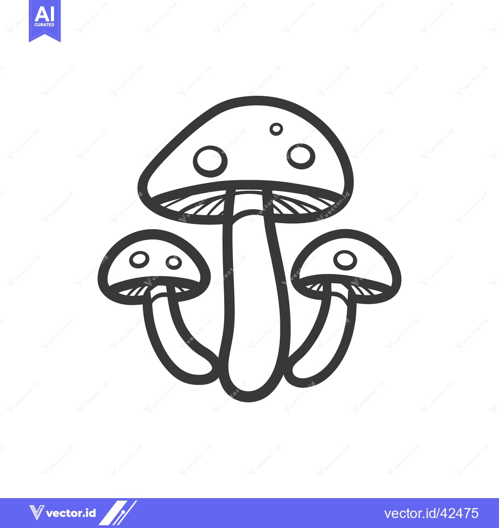 Premium Vector of An illustration depicting three mushrooms with visible caps and stems