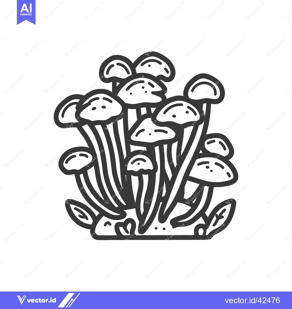 Premium Vector of A drawing of a cluster of small mushrooms growing together