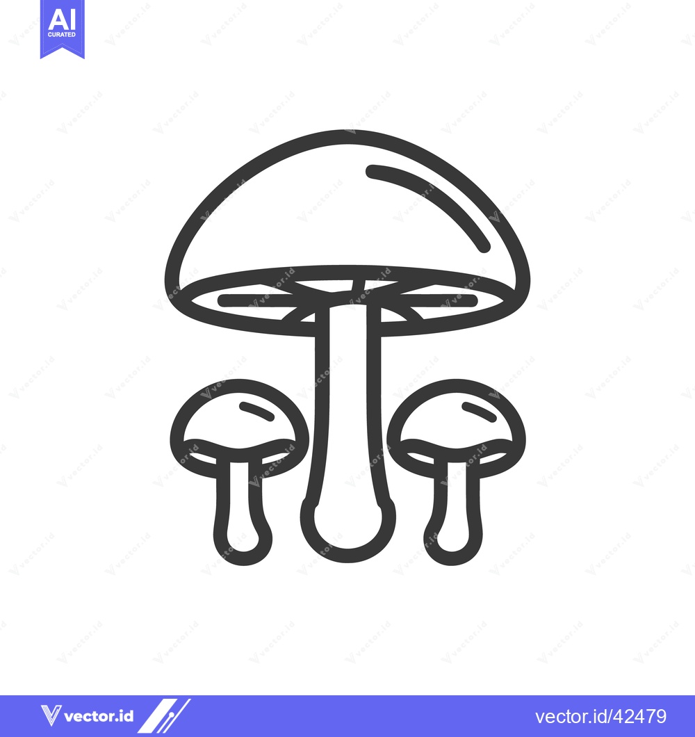 Premium Vector of Three Simple Mushrooms Shown in Black Outlines on a White Background