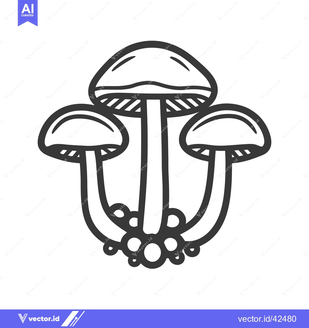 Premium Vector dari Illustration of three mushrooms with round caps and stems