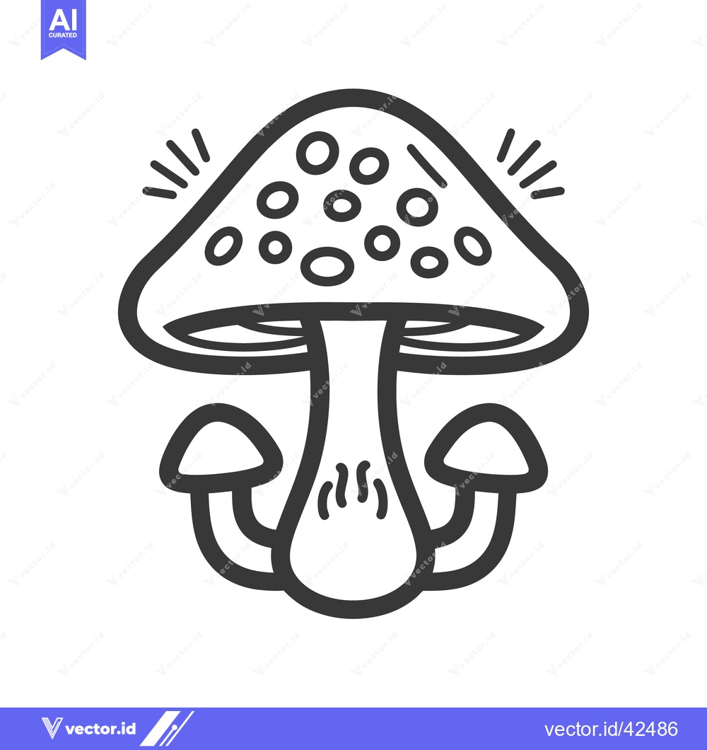 Premium Vector dari A simplistic graphic illustration of a mushroom with spotted cap and s