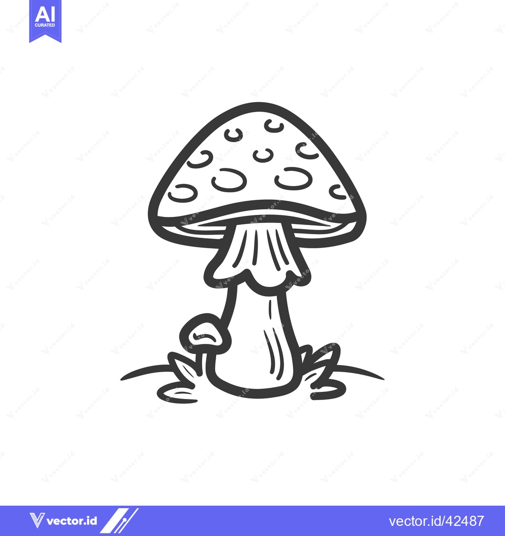 Premium Vector dari Detailed ink drawing showing two mushrooms on a simple background