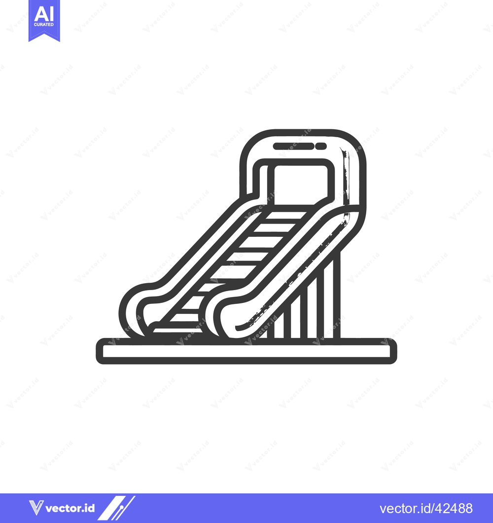 Premium Vector dari Stylized Escalator Icon with Brushstroke Texture, Isolated on White