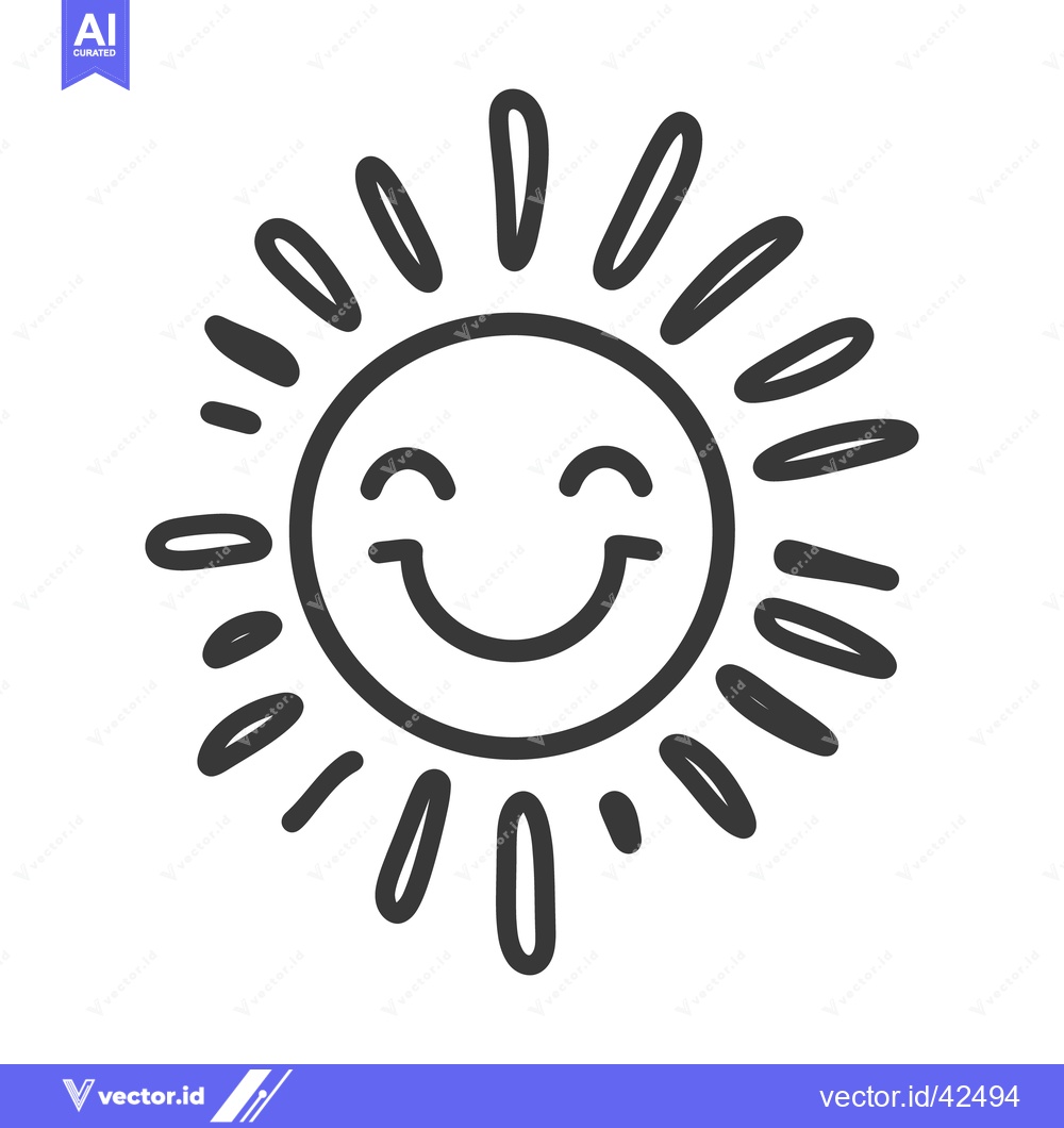 Premium Vector dari A happy sun illustration with smiling face and radiating beams