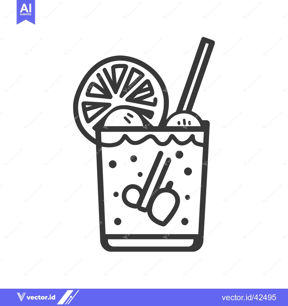 Premium Vector dari A stylized illustration depicting a refreshing drink with a garnish
