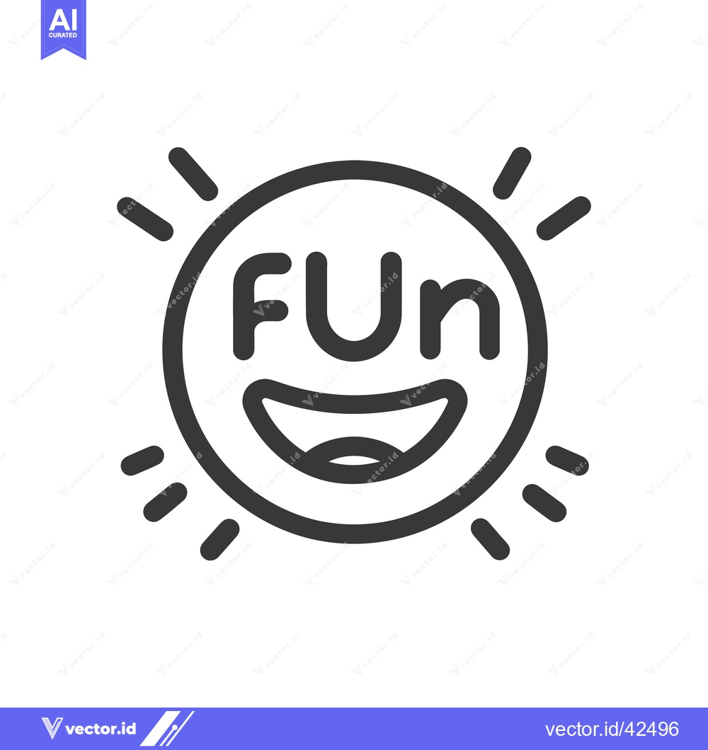 Premium Vector dari A happy sunburst design featuring the word fun and a smiling face