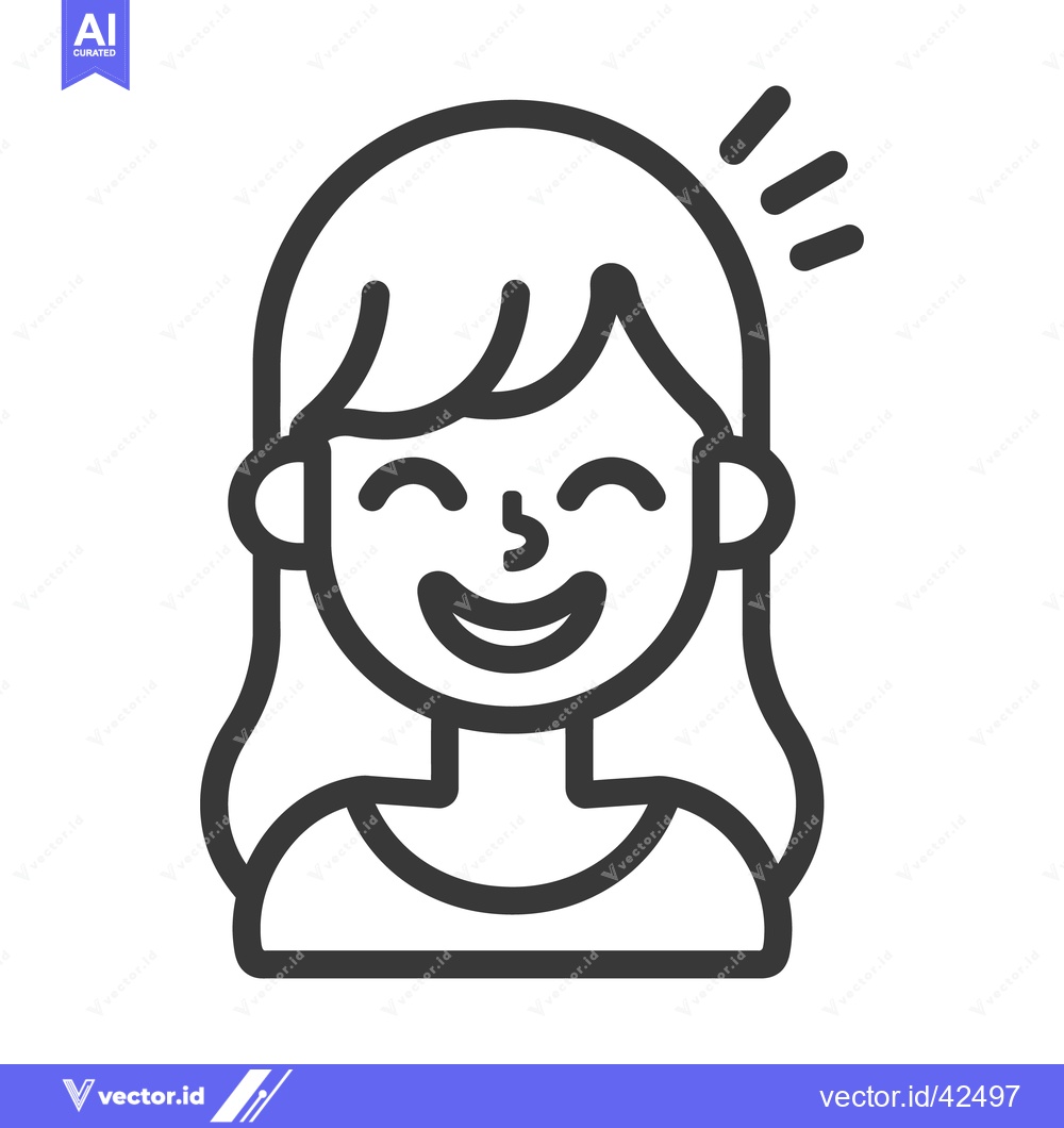 Premium Vector dari A cartoon drawing of a smiling woman with long hair