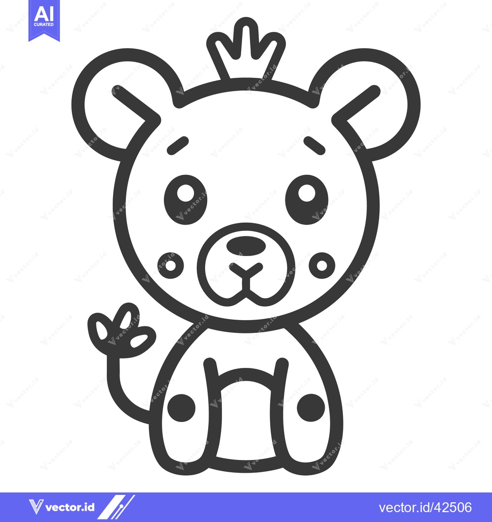 Premium Vector of A friendly cartoon bear character with a crown waving cheerfully