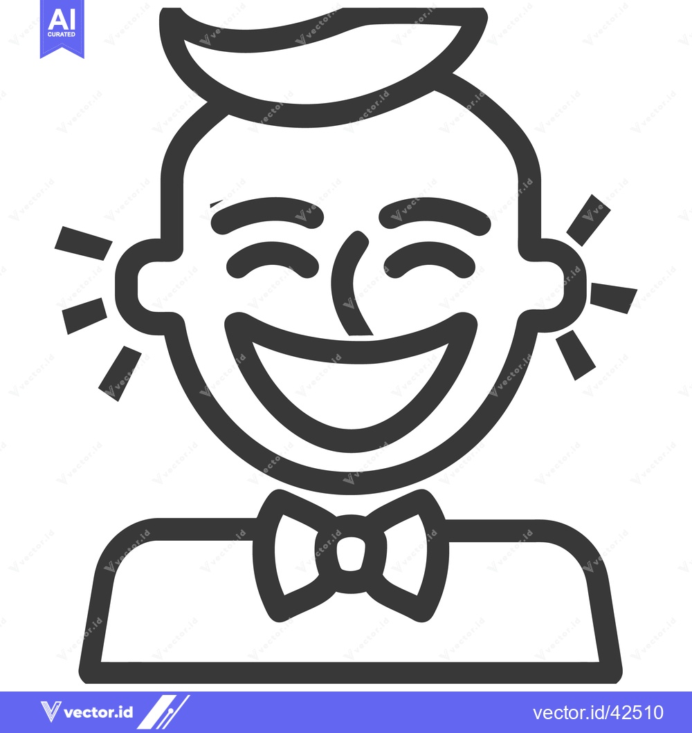Premium Vector of Happy person smiling widely with a bow tie on a simplified face