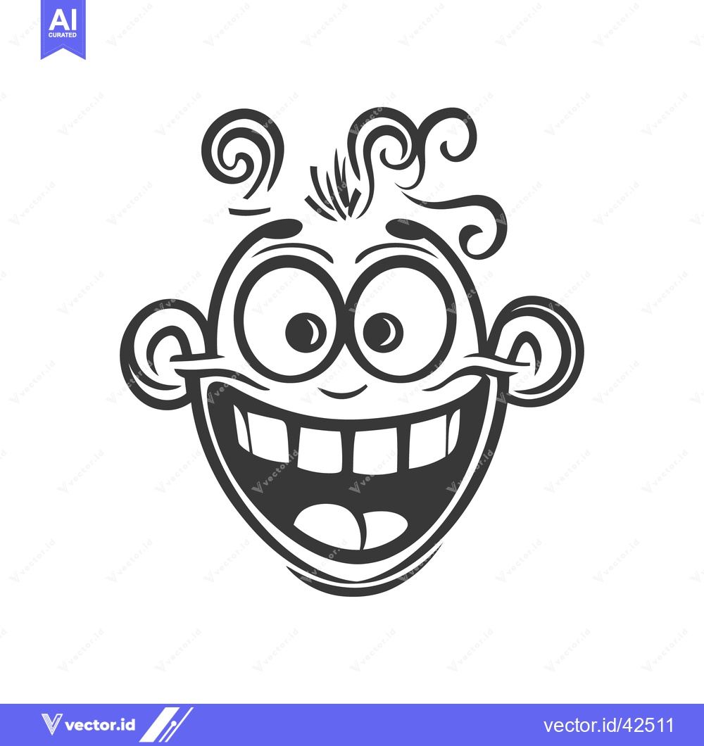 Premium Vector of A cartoon face with a wide smile and large eyes