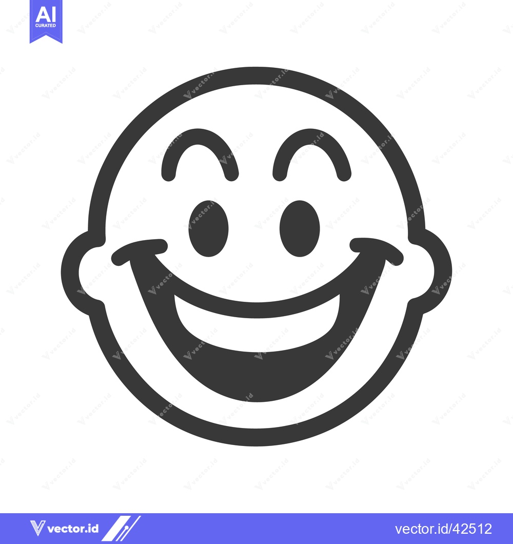 Premium Vector dari A simple cheerful cartoon face displays a broad open smile