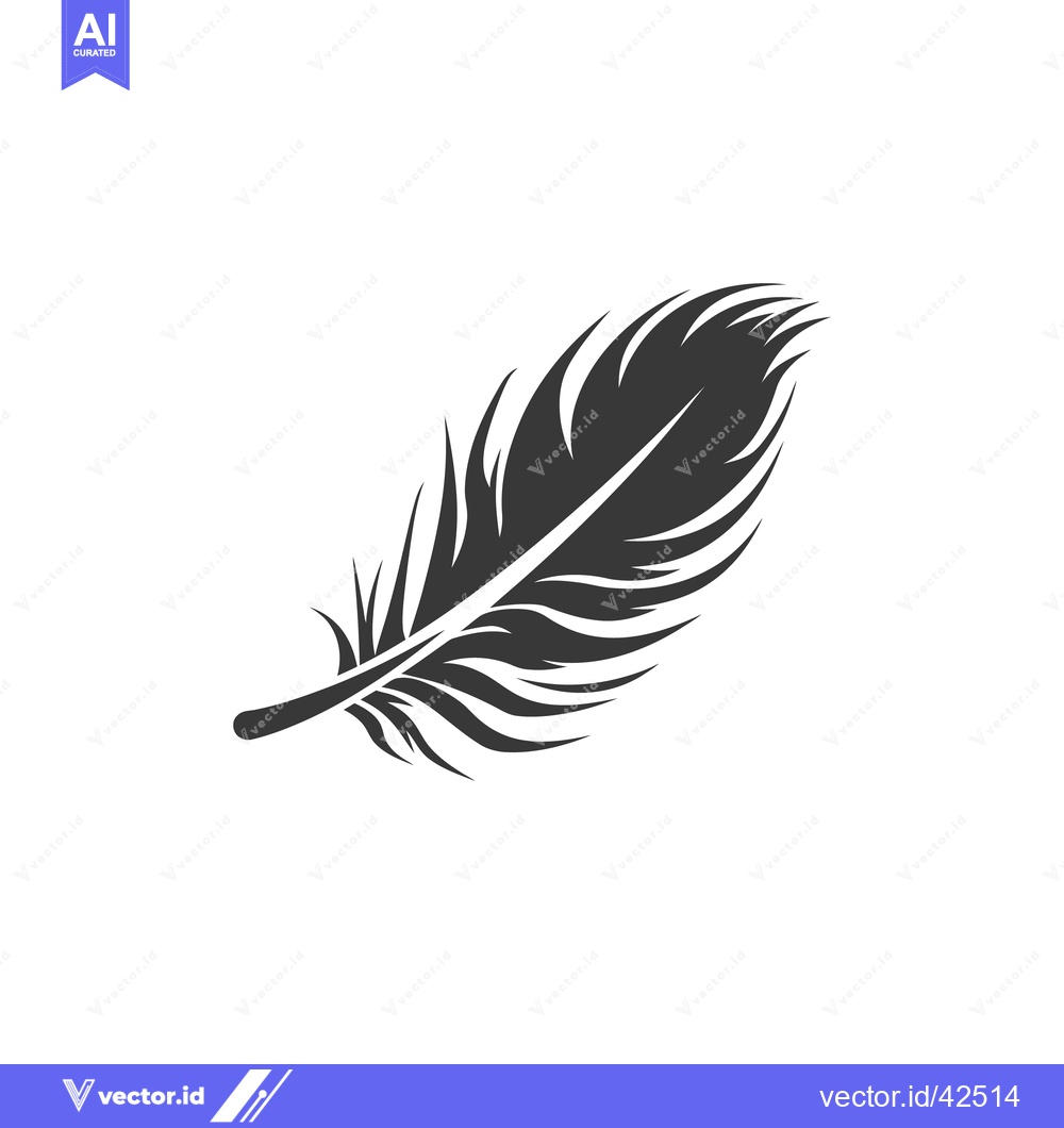 Premium Vector dari A single dark colored feather rests against a white background