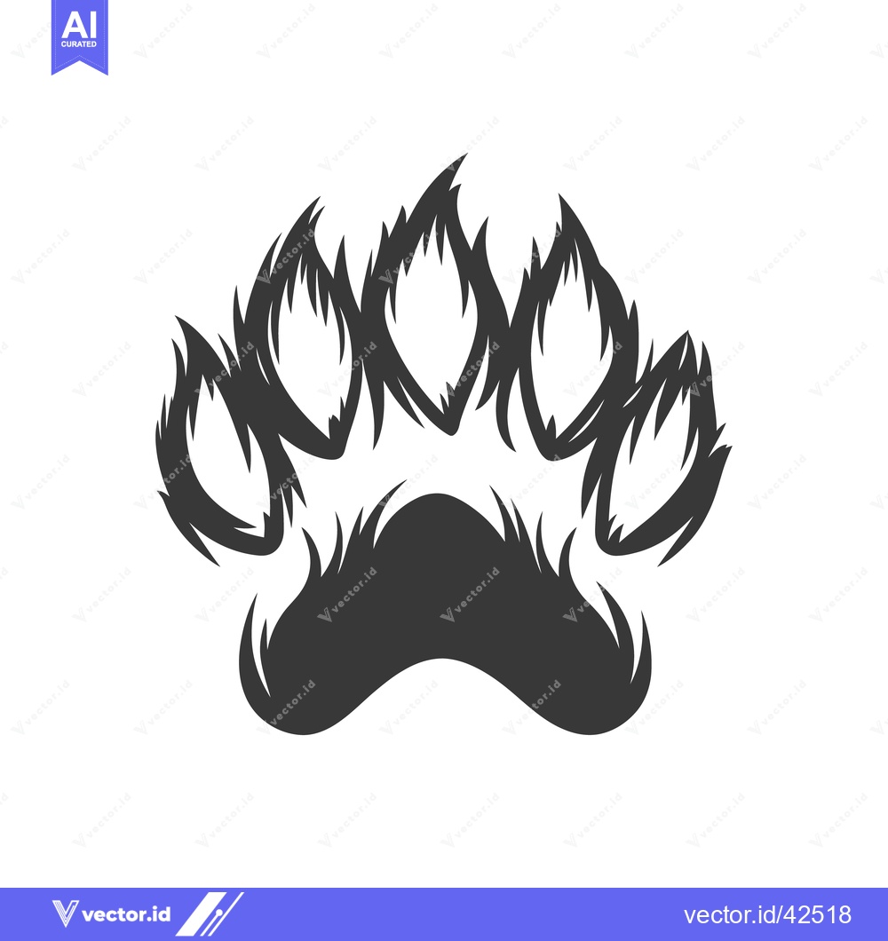 Premium Vector of A stylized dark paw print with sharp claw details on white