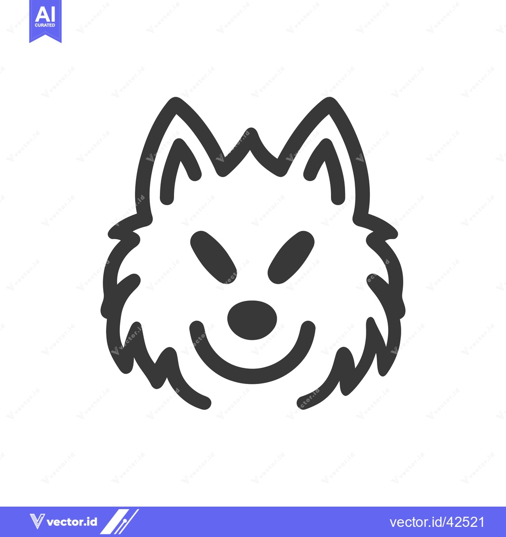 Premium Vector of A smiling outline illustration of a friendly and fluffy animal face