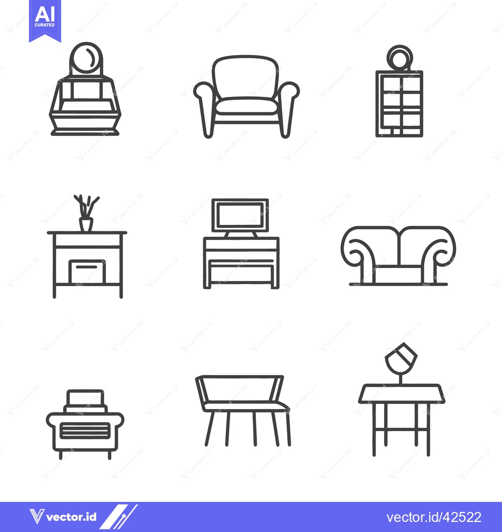 Premium Vector dari Modern Minimalistic Outline Icons Depicting Various Household Furnishi