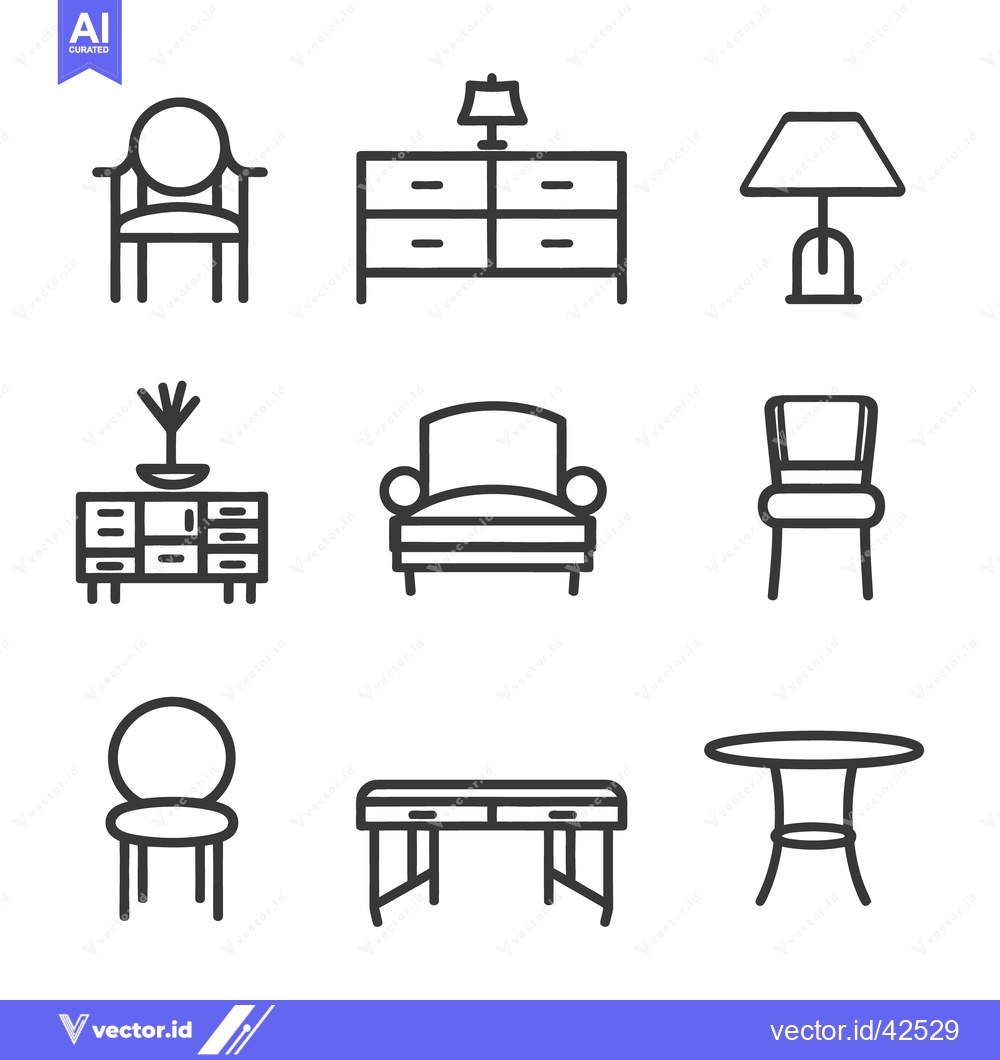 Premium Vector dari Collection of furniture icons depicting a minimalist home interior