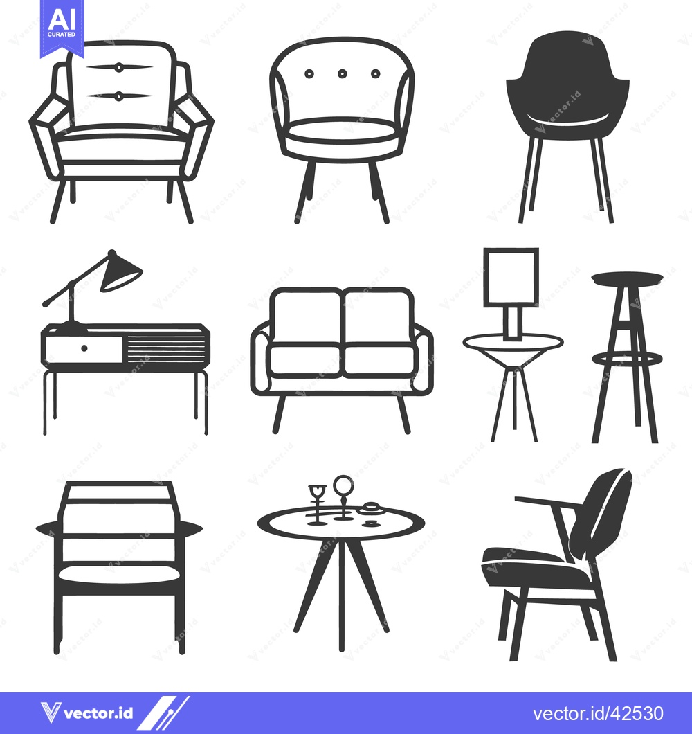 Premium Vector dari Collection of furniture icons showcasing interior design elements and