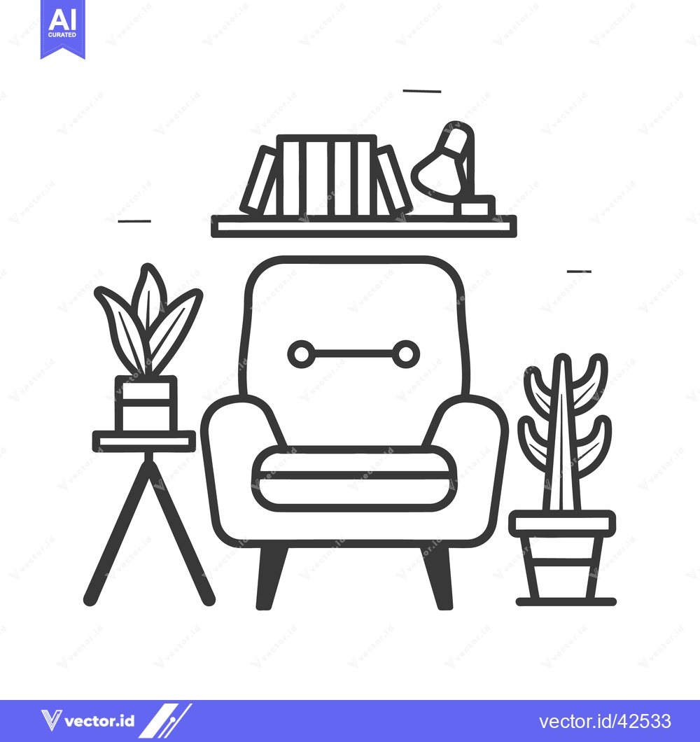 Premium Vector of Comfortable living room illustration featuring a cozy armchair with de