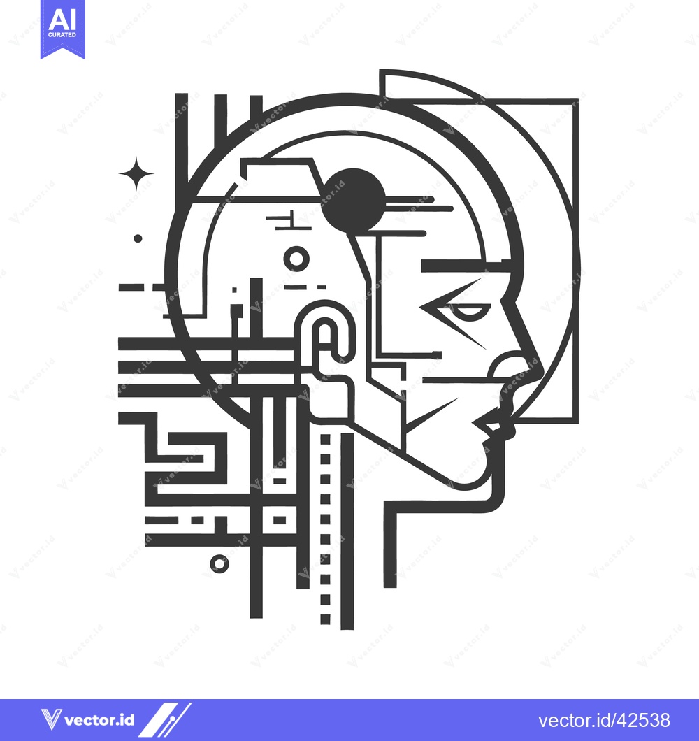 Premium Vector dari A digital line art illustration of a human profile
