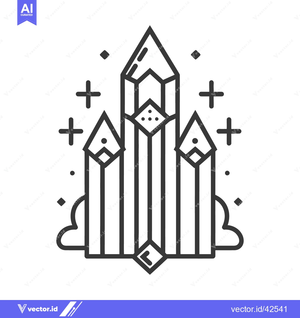 Premium Vector dari Line art representation of several stylized crystals and surrounding e
