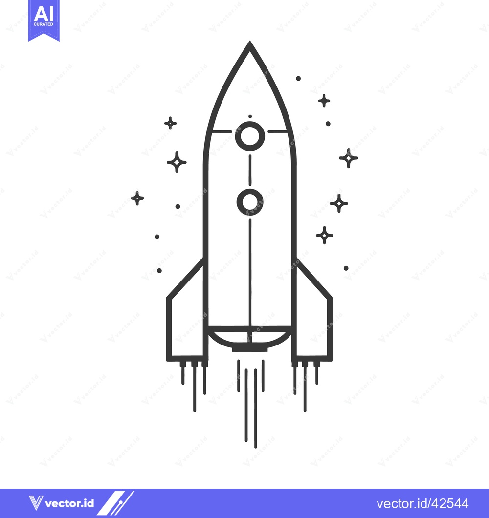 Premium Vector of A sleek black and white rocket ship blasts into the outer space