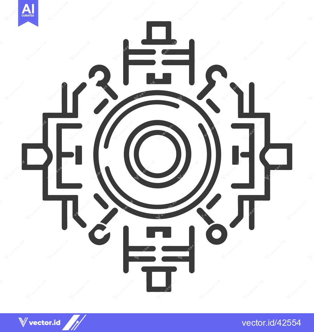Premium Vector of Detailed illustration depicting a complex circular technology design p