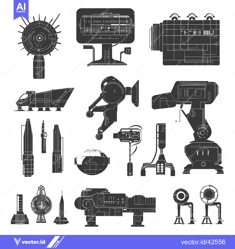 Premium Vector dari Futuristic Sci-fi Technology and Spaceship Silhouettes