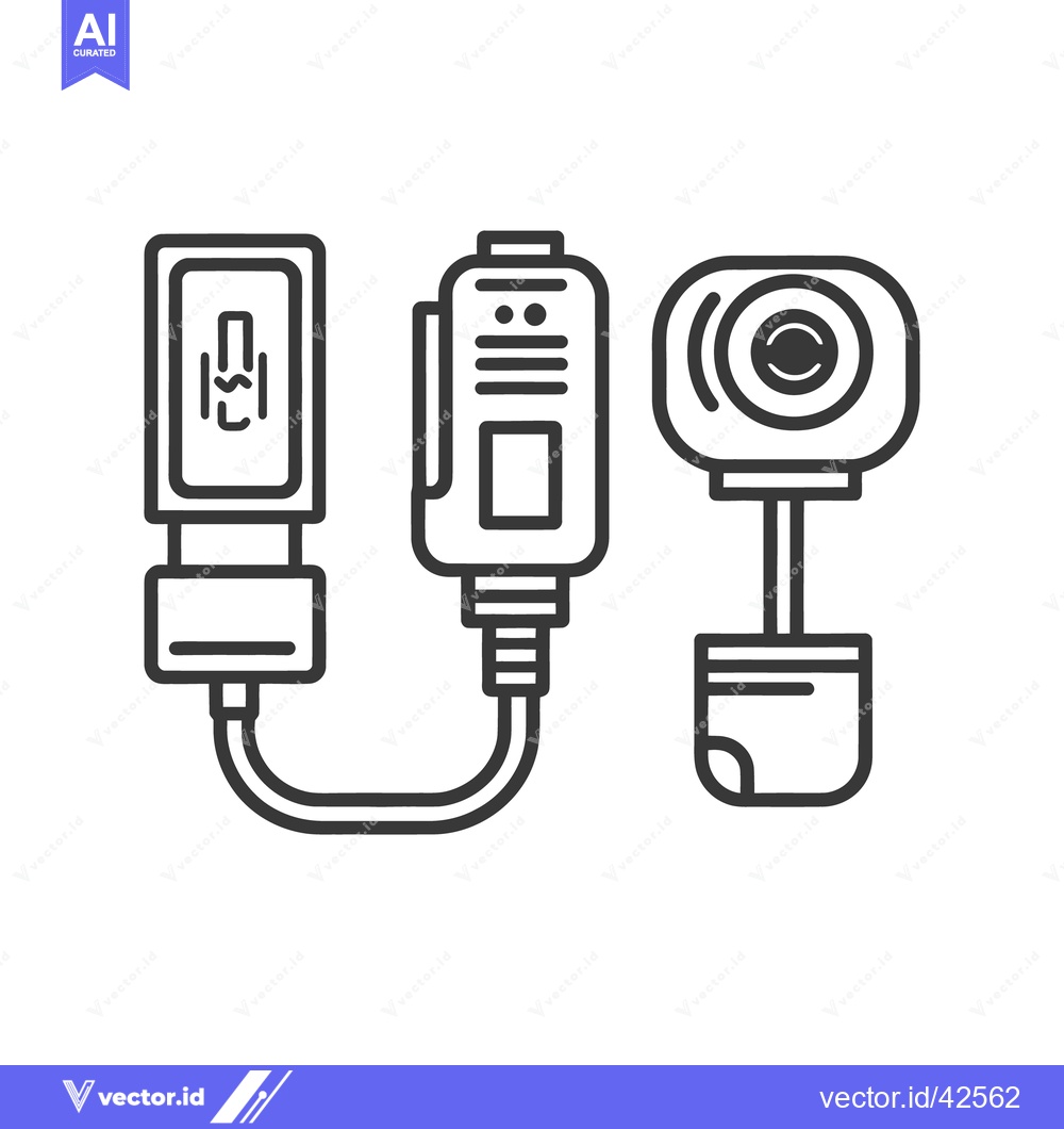 Premium Vector dari A vector illustration of a web camera connected with cables