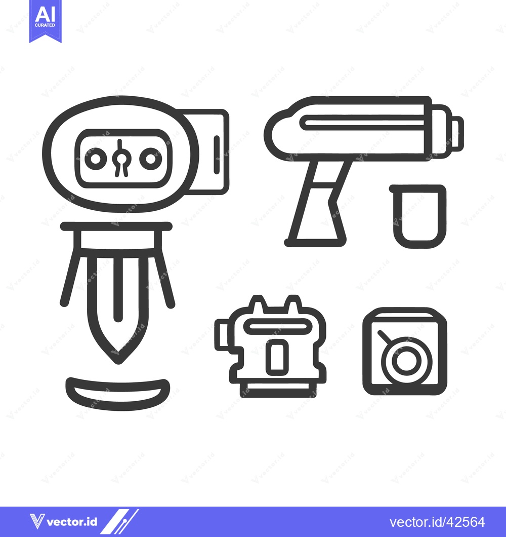 Premium Vector dari Simple black line drawing illustrations of various equipment and devic