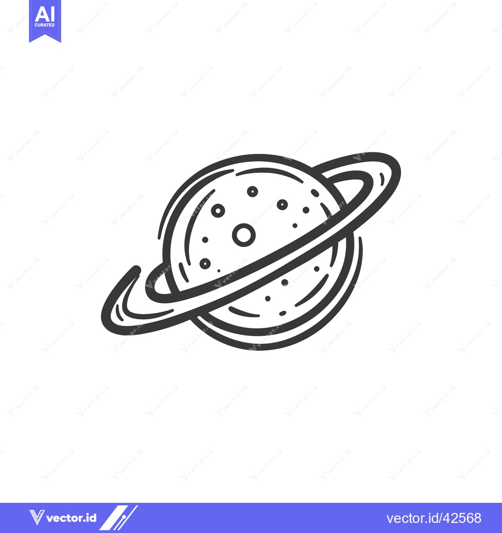 Premium Vector dari A simple line drawing of a celestial body with rings