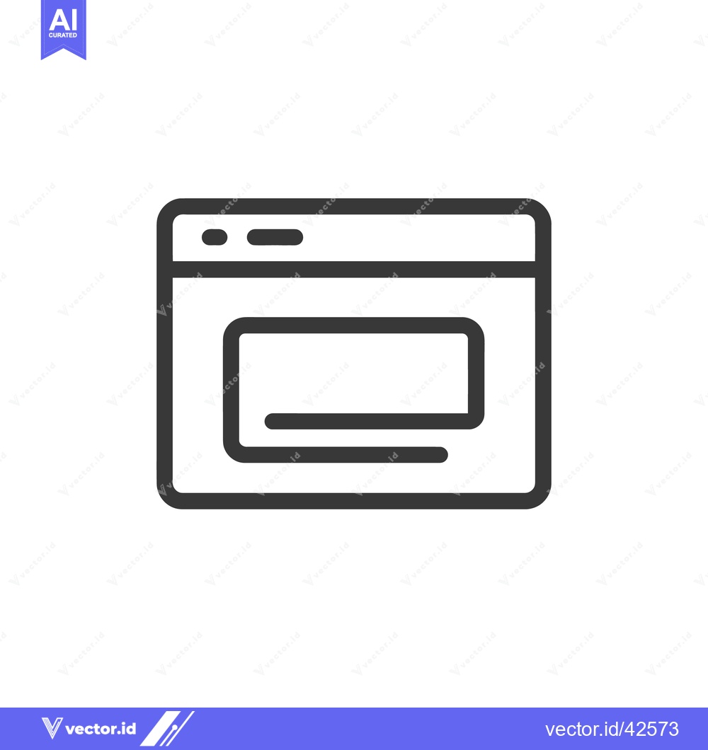 Premium Vector dari Minimalist Browser Window Icon with Content Box Outline