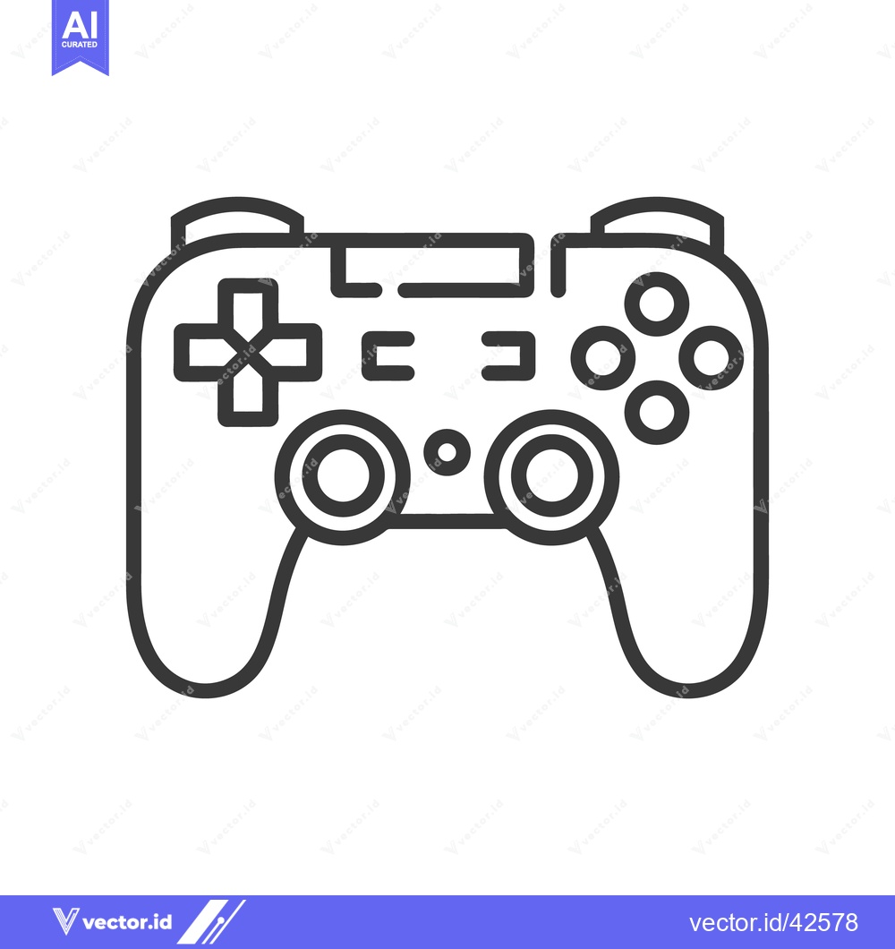 Premium Vector dari A black and white outline illustration of a game controller